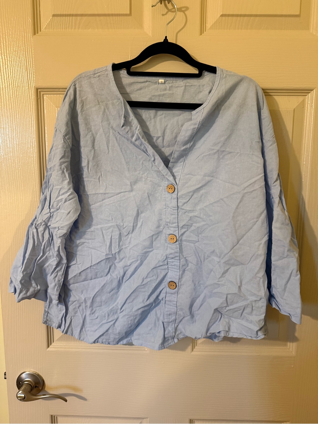 Light Blue Button-Front Women’s Top